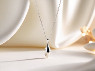 simple silver jewelry necklace with clean background