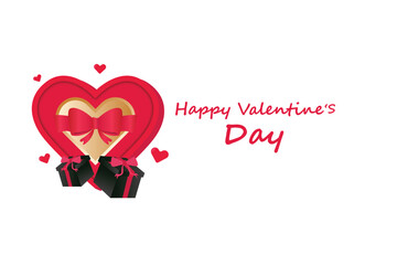 valentine design vector with gift and heart sign