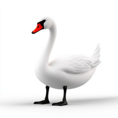Fototapeta premium Majestic Swan: Graceful Pose, White Feathers, Serene Beauty