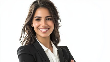 Confident and smiling young middle eastern businesswoman embracing success and professionalism