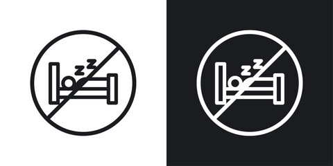 Sleepover ban signs set in black and white colors