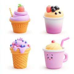 Cute and Colorful Sweet Treats in Playful Cartoon Style Design