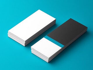 Teal background, stacked blank brochures, mockup