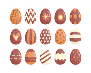 Chocolate Easter Eggs Collection. Design Elements for Easter.