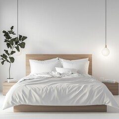 Minimalist Modern Bedroom Design With White Bedding