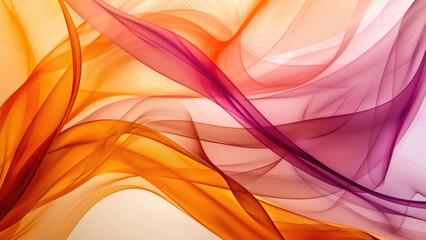 Colorful abstract waves of flowing translucent fabric