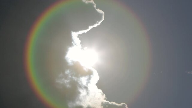 雲間から見える太陽_日暈