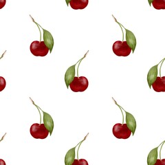 Cherry watercolor pattern for textile and packaging design