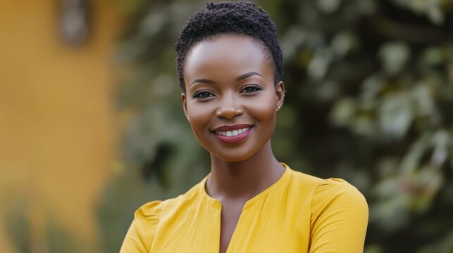 Self assured woman delivering a compelling presentation with poise and professionalism