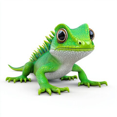 Fototapeta premium Adorable Green Lizard: 3D Render of a Cute Reptile