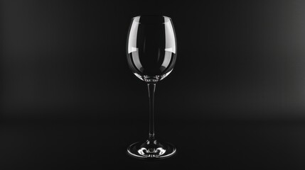 Empty Wine Glass on Black Background
