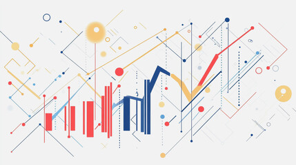 Abstract white background with Colorful charts and graphs with statistics to innovative analyze business potential and forecast future development of companies growth.
