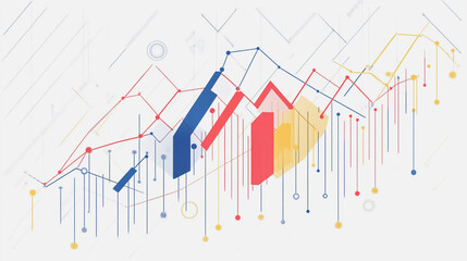 Obraz premium Abstract white background with Colorful charts and graphs with statistics to innovative analyze business potential and forecast future development of companies growth.