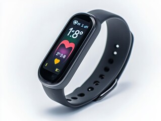 Modern Fitness Tracker with Heart Rate Monitor on Soft Background
