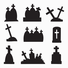 grave halloween silhouette hand drawn illustrations