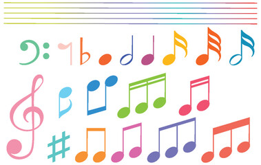 Colorful Musical Notes and Symbols