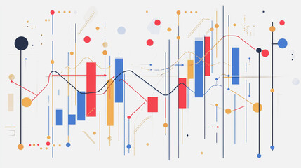 Abstract white background with Colorful charts and graphs with statistics to innovative analyze business potential and forecast future development of companies growth.