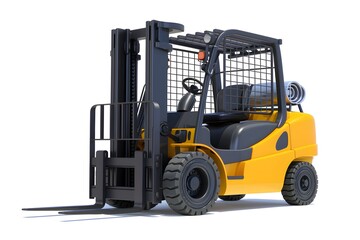 Fototapeta premium Yellow Forklift with Protective Cage and Propane Tank.