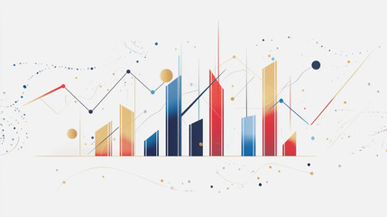 Abstract white background with Colorful charts and graphs with statistics to innovative analyze business potential and forecast future development of companies growth.