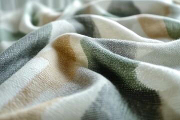 Fototapeta premium Soft plaid blanket with folds creating cozy texture ideal for background