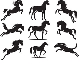 set of horse silhouettes