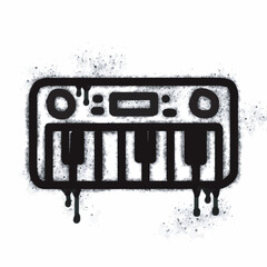 Piano spray icon isolated on white background. Piano spray graffiti icon in black on white background. Vector illustration. © fajri