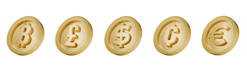3D icon set of currency symbol