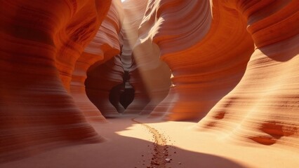 Sunbeams Illuminate a Sandstone Canyon's Intricate, Curving Walls, Revealing a Path Through the Earth