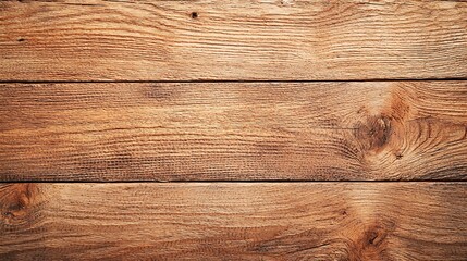 Naklejka premium A close-up view of rustic wooden planks, showcasing their natural texture and grain patterns in warm brown tones.
