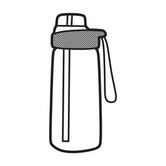 black and white line art, vector, transparent water bottle