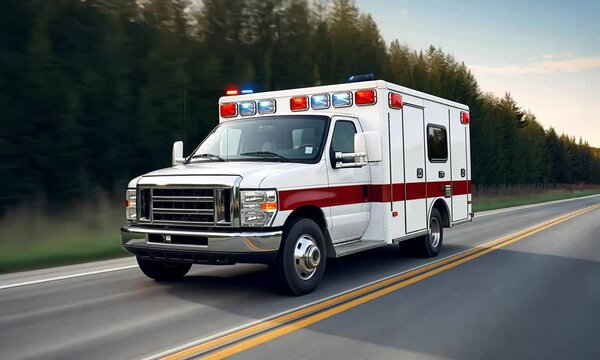 Speeding ambulance on highway responding to an emergency