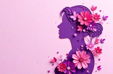 A postcard with a picture of a woman's face, made using the quilling technique. Handmade work. Valentine's Day, Women's Day, Mother's Day, Birthday, Wedding, Christmas. space for the text