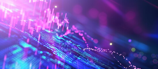 Abstract glowing digital data visualization with charts and graphs.