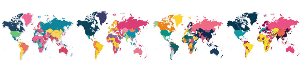 Colorful World Map Displaying Global Continents and Countries