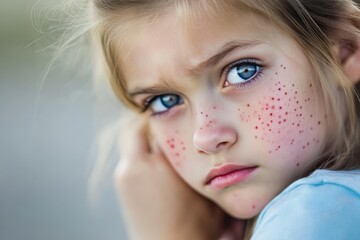 Young Girl With Fair Skin And Red Spots