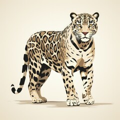Obraz premium Jaguar in a Dark Palette, Flat Style Vector Illustration of a Majestic Animal