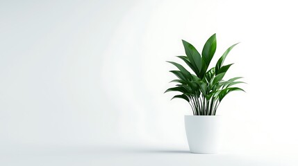 Fototapeta premium A potted plant sits in a white vase on a white background