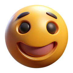 Fototapeta premium happy face emoji 3d icon in cartoon plastic style minimal isolated on transparent white background, clipping path