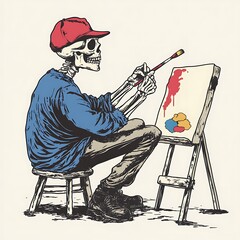 Skeleton Artist Painting (9)
