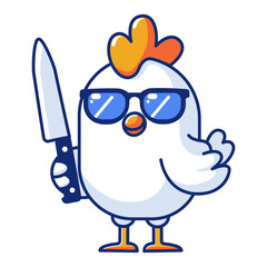 Funny Chicken Holding a Knife