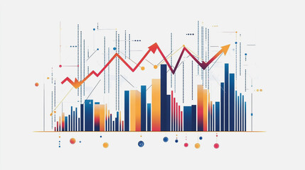 charts and graphs with statistics to innovative analyze business potential and forecast future development of companies growth.
