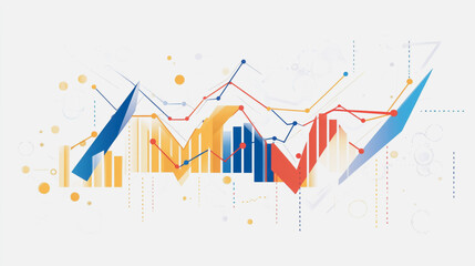 charts and graphs with statistics to innovative analyze business potential and forecast future development of companies growth.