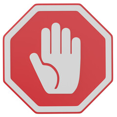 Obraz premium 3d render stop hand sign illustration