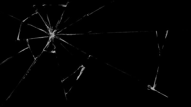 Broken cracks glass fracture effect on black background