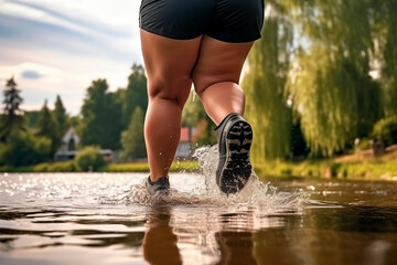 Woman running at sunset, connecting with nature and mental health