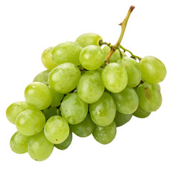 Green grapes cluster on a transparent background