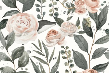 Floral seamless Pattern with Soft Colors and Subtle Details.