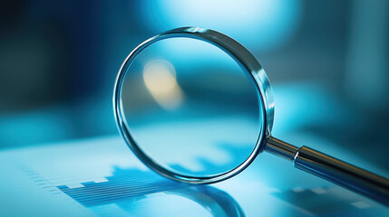 A magnifying glass over financial charts and graphs, symbolizing close attention to detail in business analysis