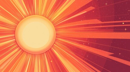 Fototapeta premium Bright sun radiating vibrant rays, creating warm and energetic a