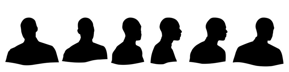 Conceptual human head isolated on white background as abstract avatar as a set or collection banner for social design concept. Human closeup anonymous faces head shot for human character illustration